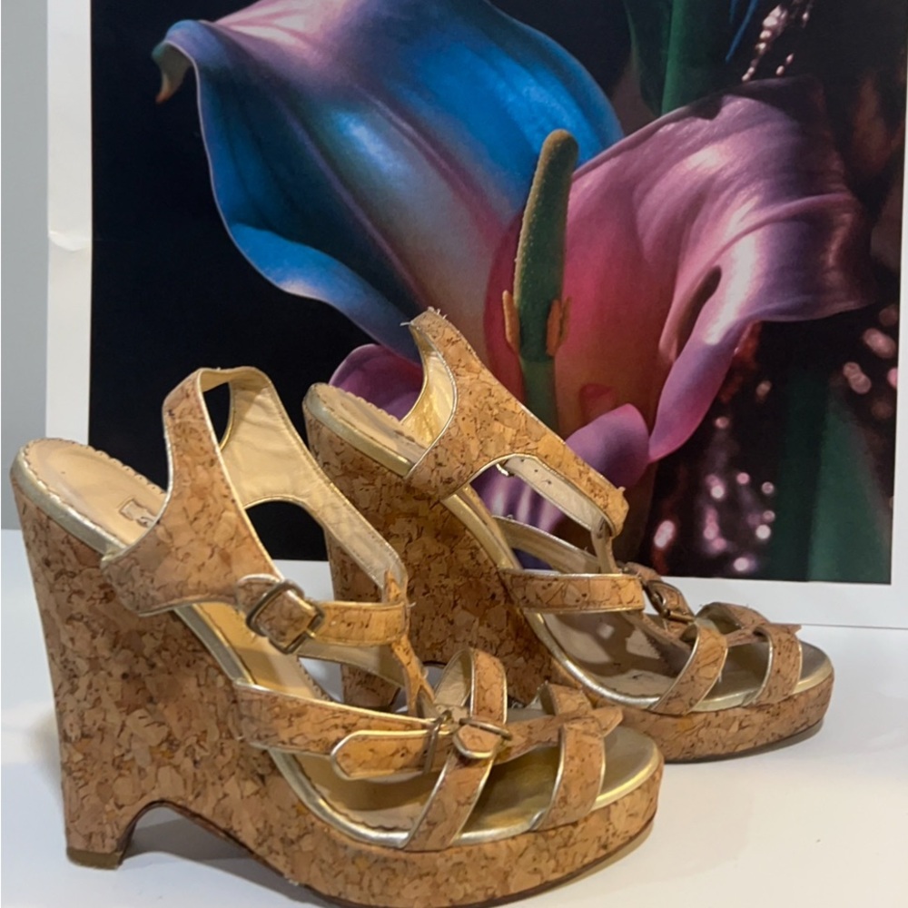 Oscar de la Renta Tan Cork Espadrilles